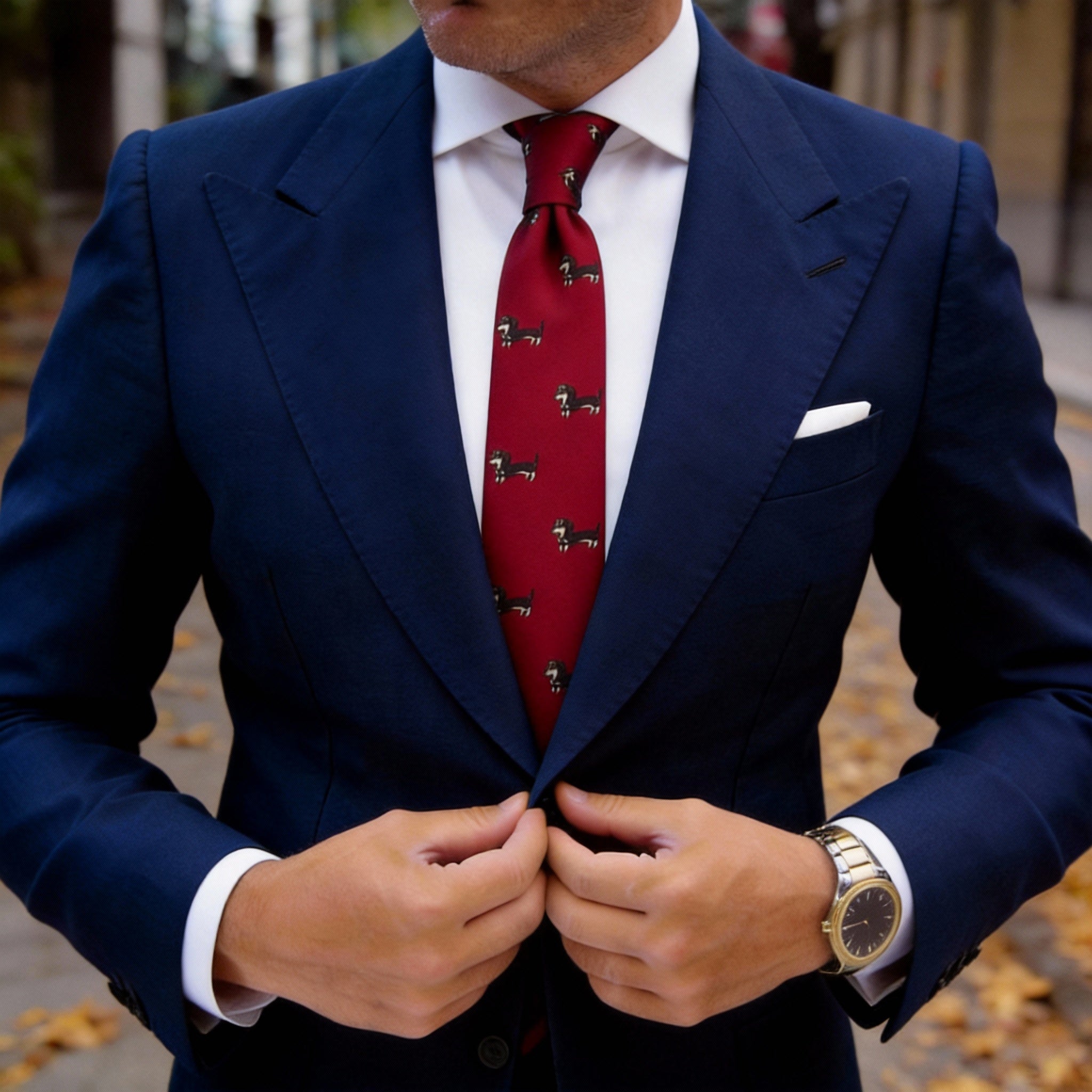 Red With Brown Dachshund Necktie