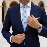 Light Blue With Brown Owl Necktie