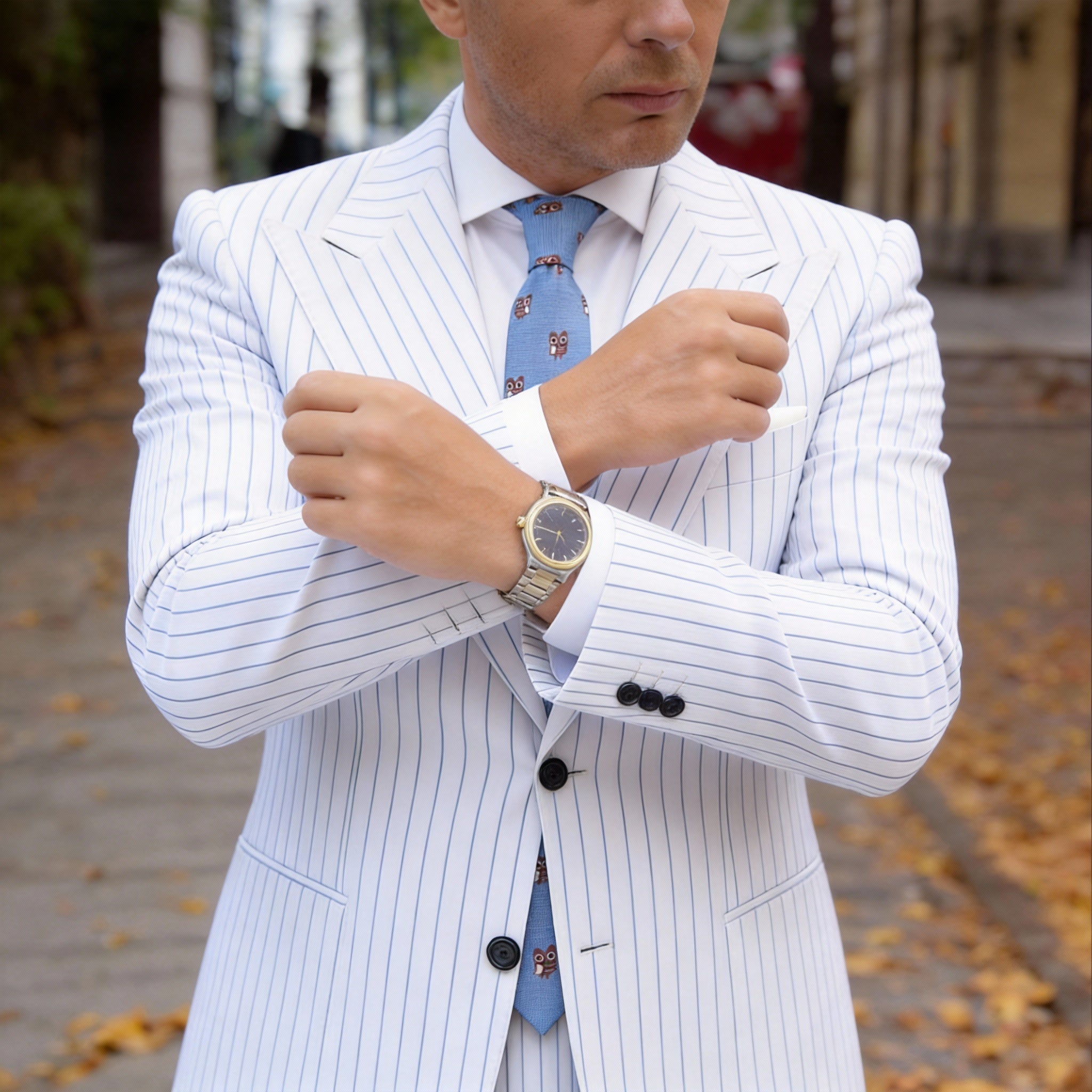 Blue With Brown Owl Necktie