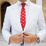 Red with Light Blue Sharks Necktie