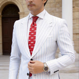 Red with Light Blue Sharks Necktie