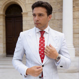 Red with Light Blue Sharks Necktie