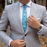 Blue With White Pelican & Fish Necktie