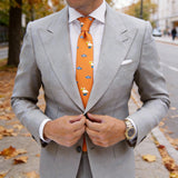 Orange with Blue & White Animal Necktie