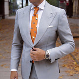 Orange with Blue & White Animal Necktie