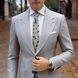 Light Gray With Black Panda And Bamboo Necktie