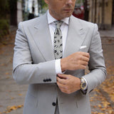 Light Gray With Black Panda And Bamboo Necktie