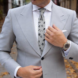 Light Gray With Black Panda And Bamboo Necktie