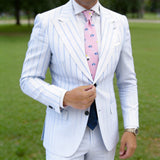 Orange Necktie With Blue Fish And White Pelican