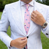 Orange Necktie With Blue Fish And White Pelican