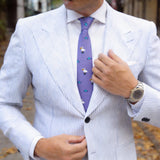 Purple Necktie With Blue Fish & White Bird