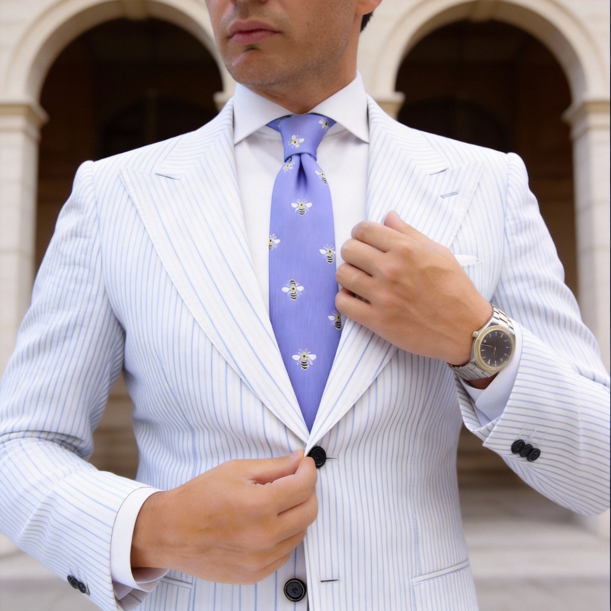 Purple With White Bee Necktie