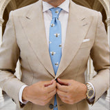 Light Blue With White Bee Necktie