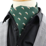 Dark Green White and Orange Crane Ascot