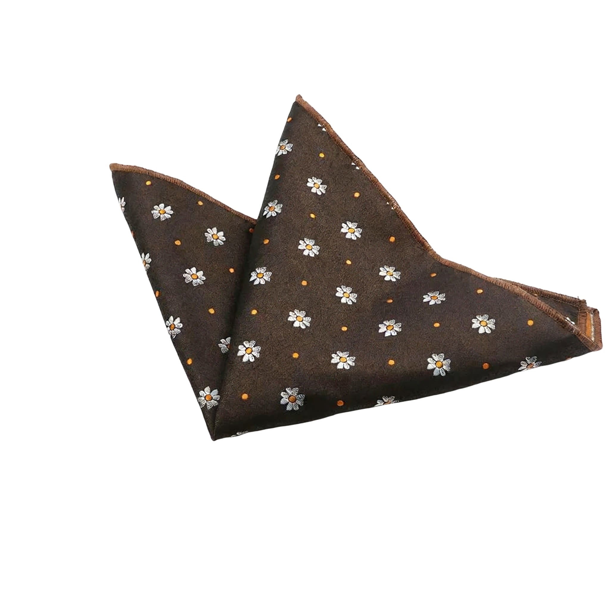 Brown White Floral Pocket Square