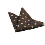 Brown White Floral Pocket Square