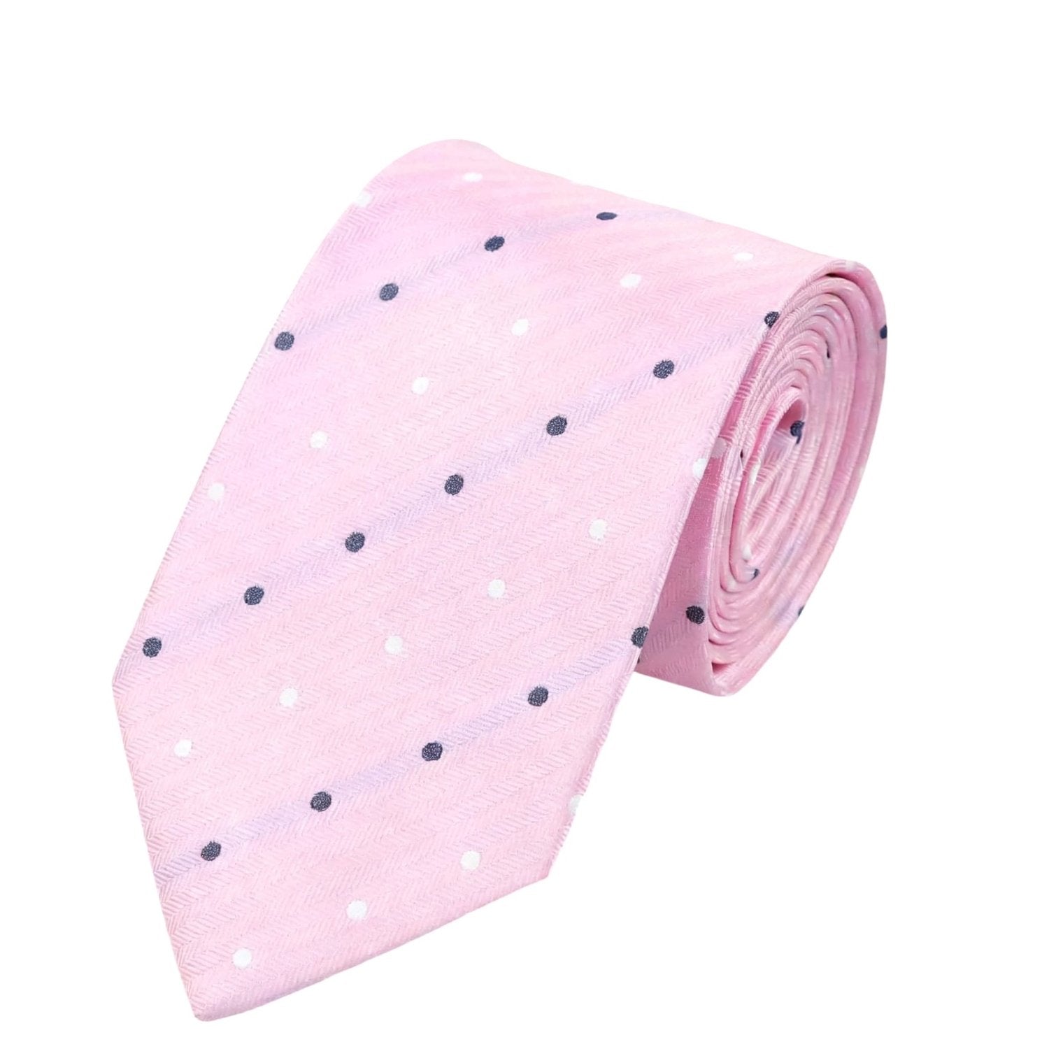 Pink With Black And White Polka Dots Necktie