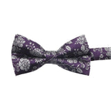 Purple Silver Floral Bowtie