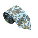Light Blue Brown Paisley Necktie
