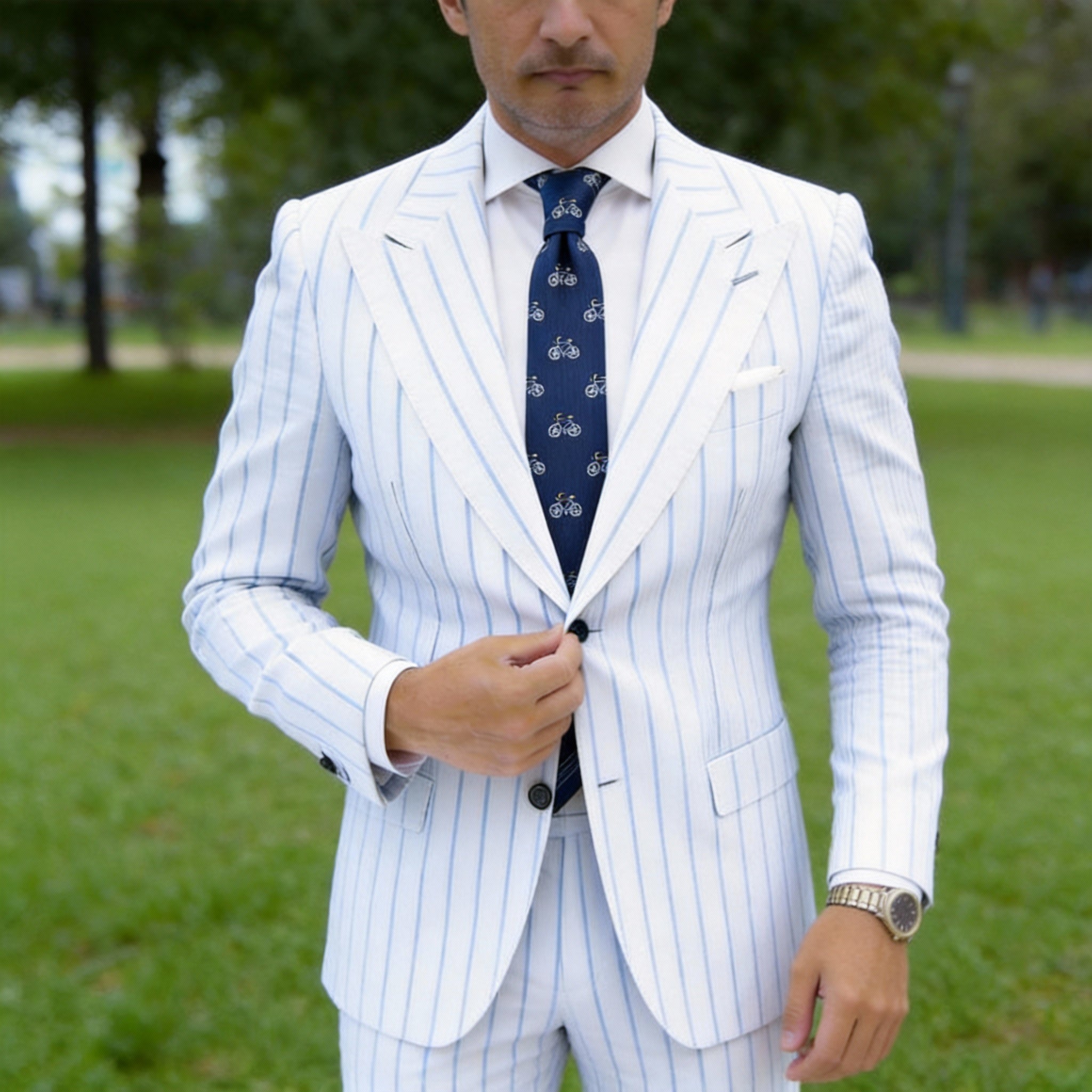 Blue with White Bicycle Necktie