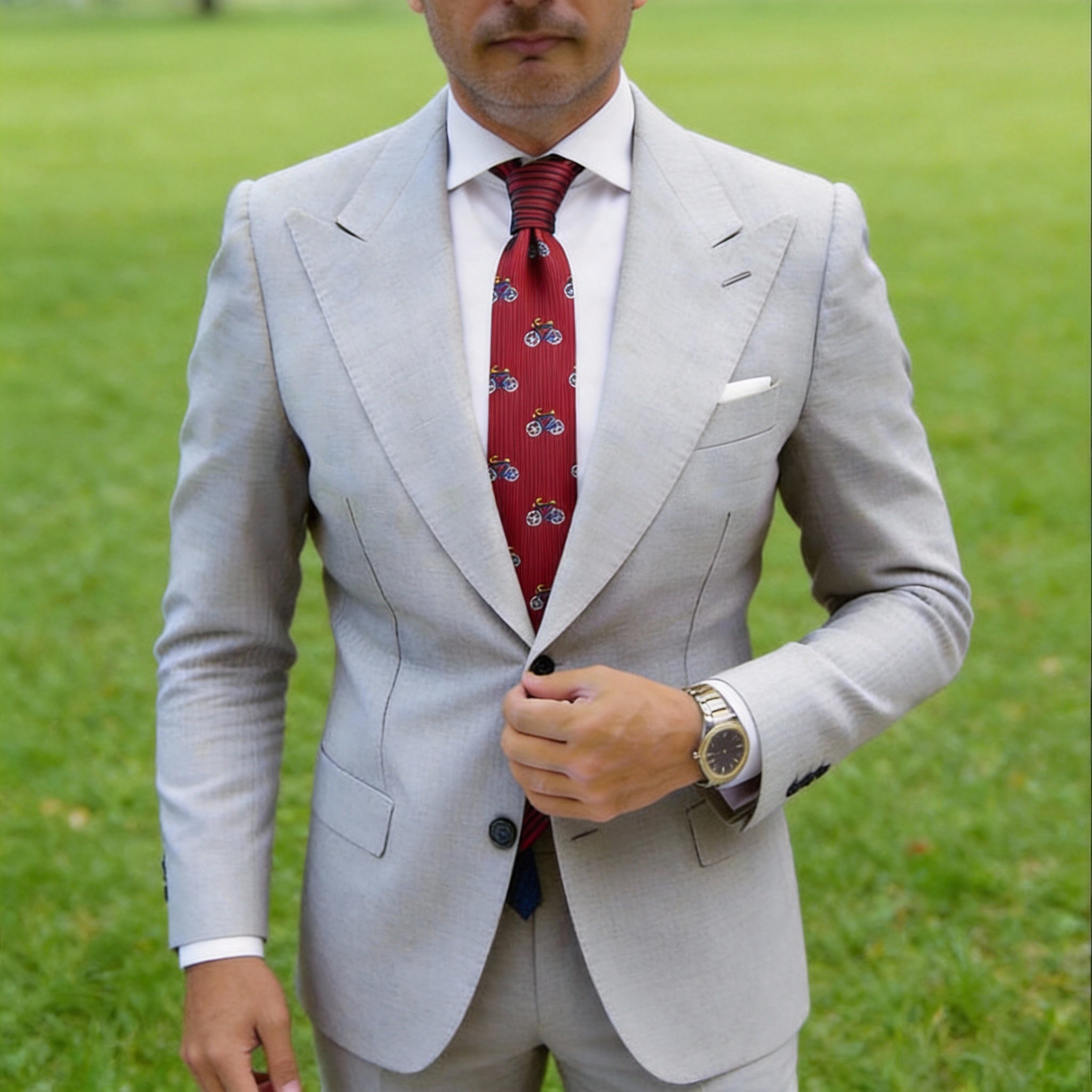 Red with Blue Bicycle Necktie