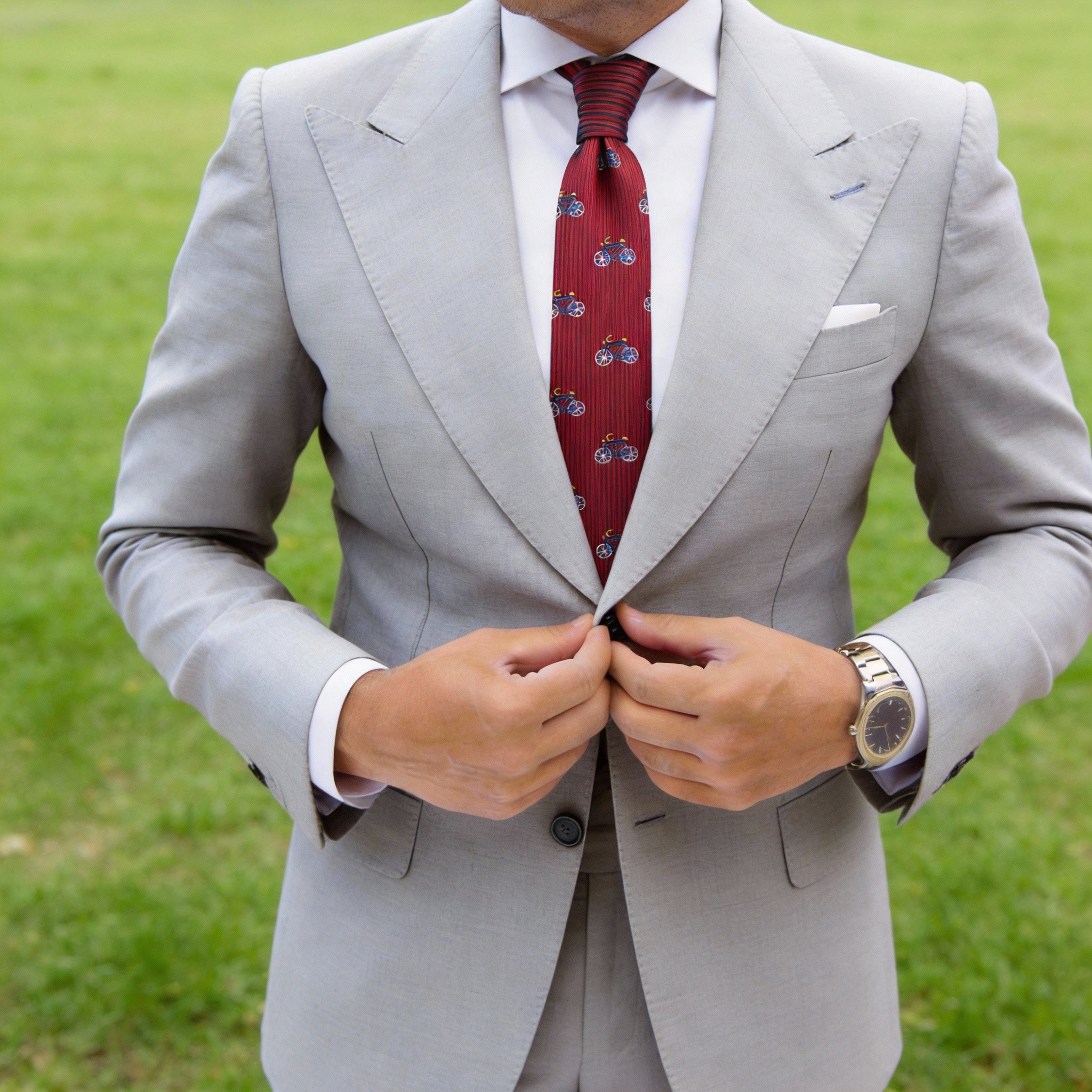 Red with Blue Bicycle Necktie