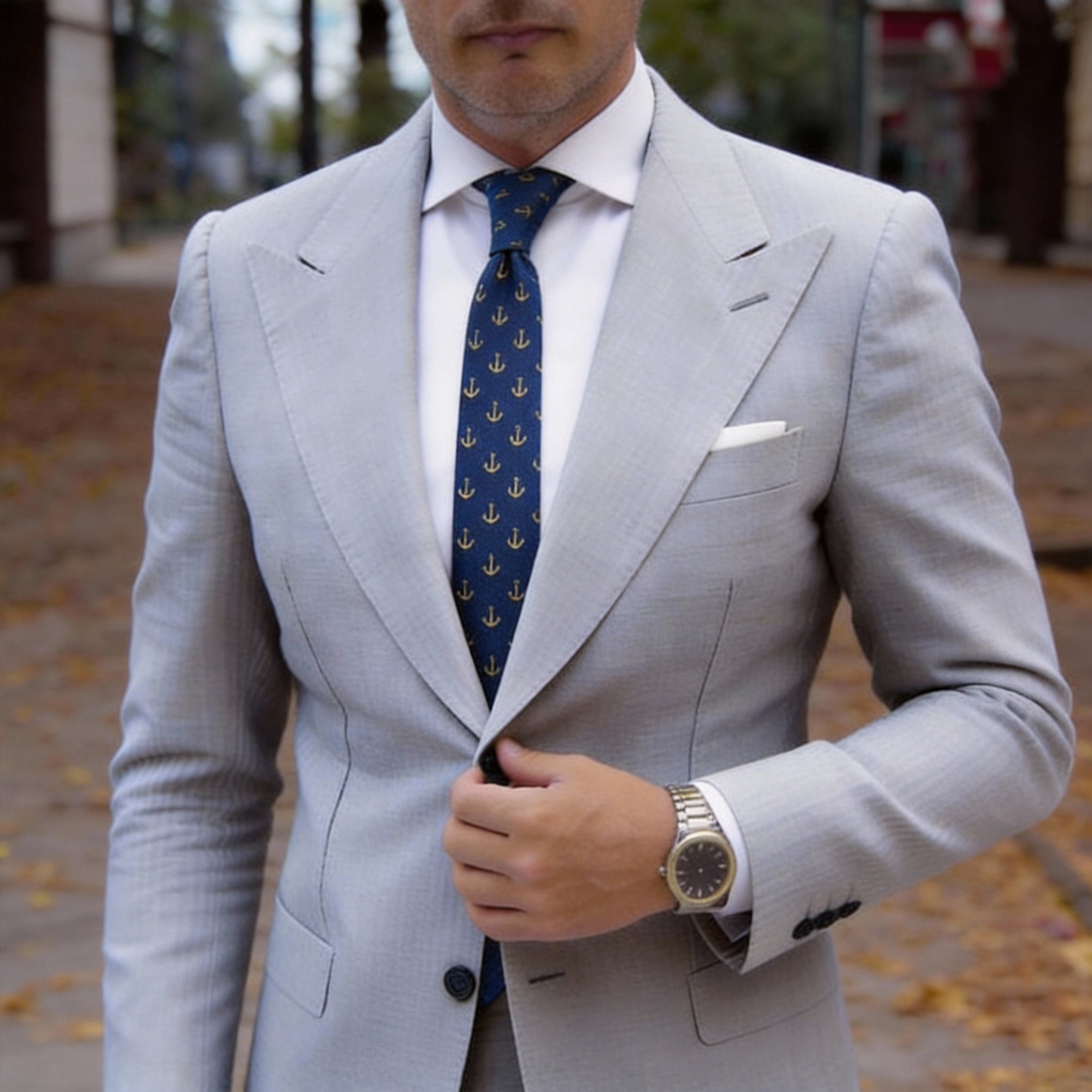 Blue With Yellow Anchor Necktie