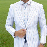 White With Blue Anchor Necktie