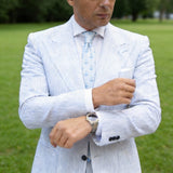 White With Blue Anchor Necktie