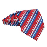 Red With Blue-White Striped Necktie