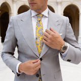 Yellow with Blue Paisley Necktie