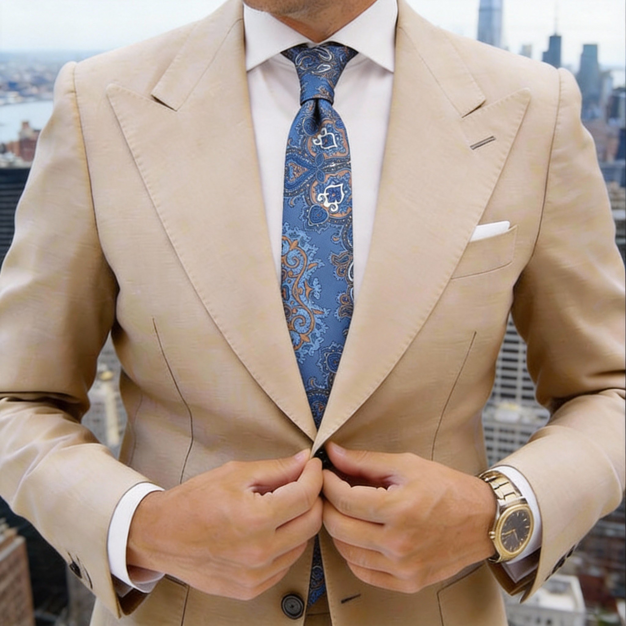 Blue With Brown Paisley Necktie