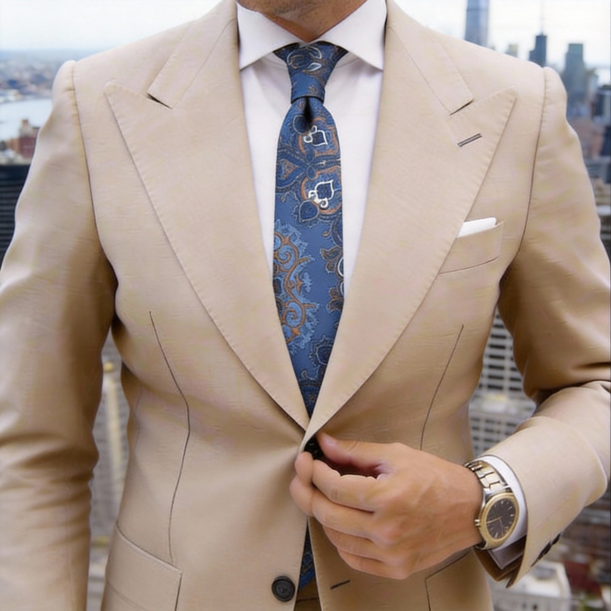 Blue With Brown Paisley Necktie