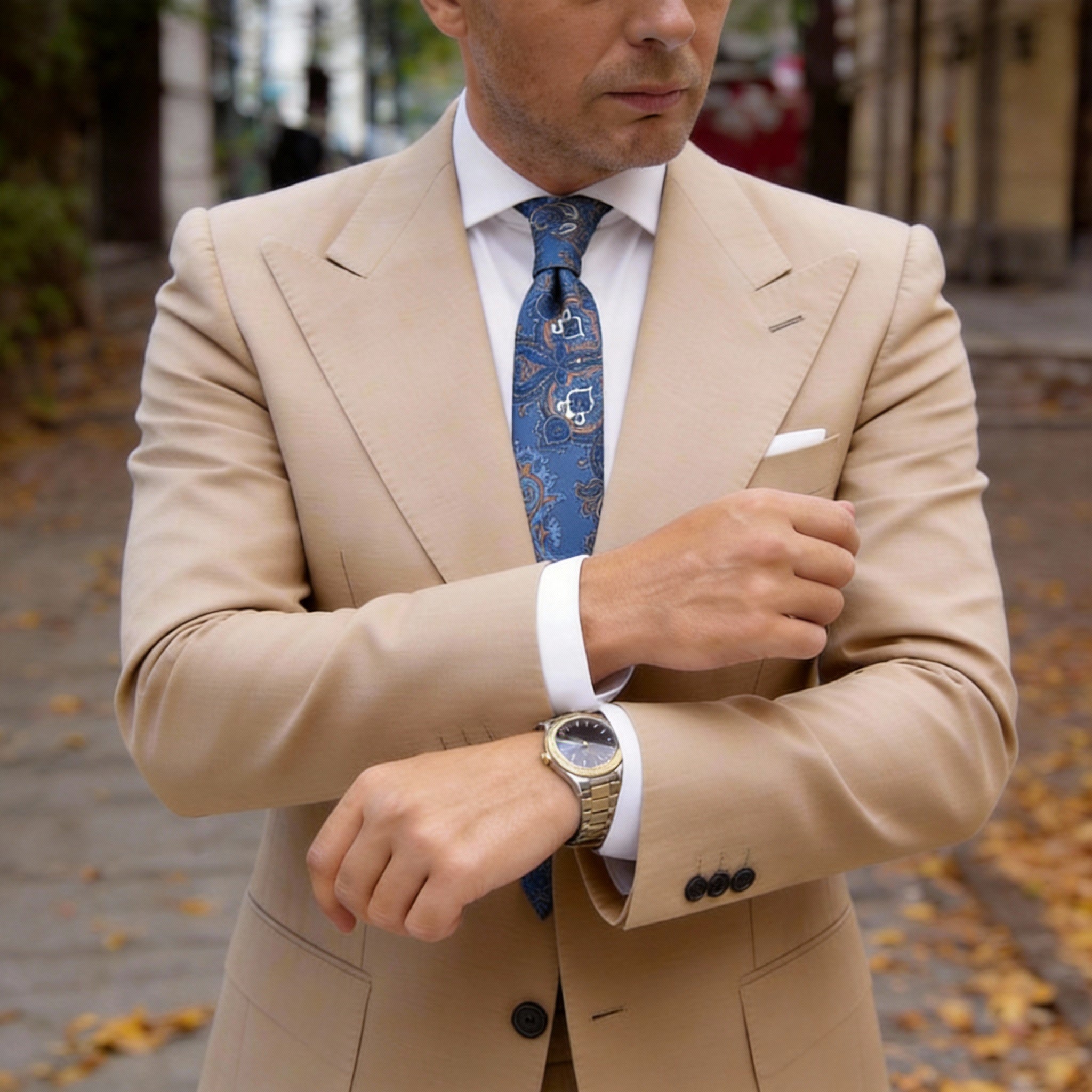 Blue With Brown Paisley Necktie