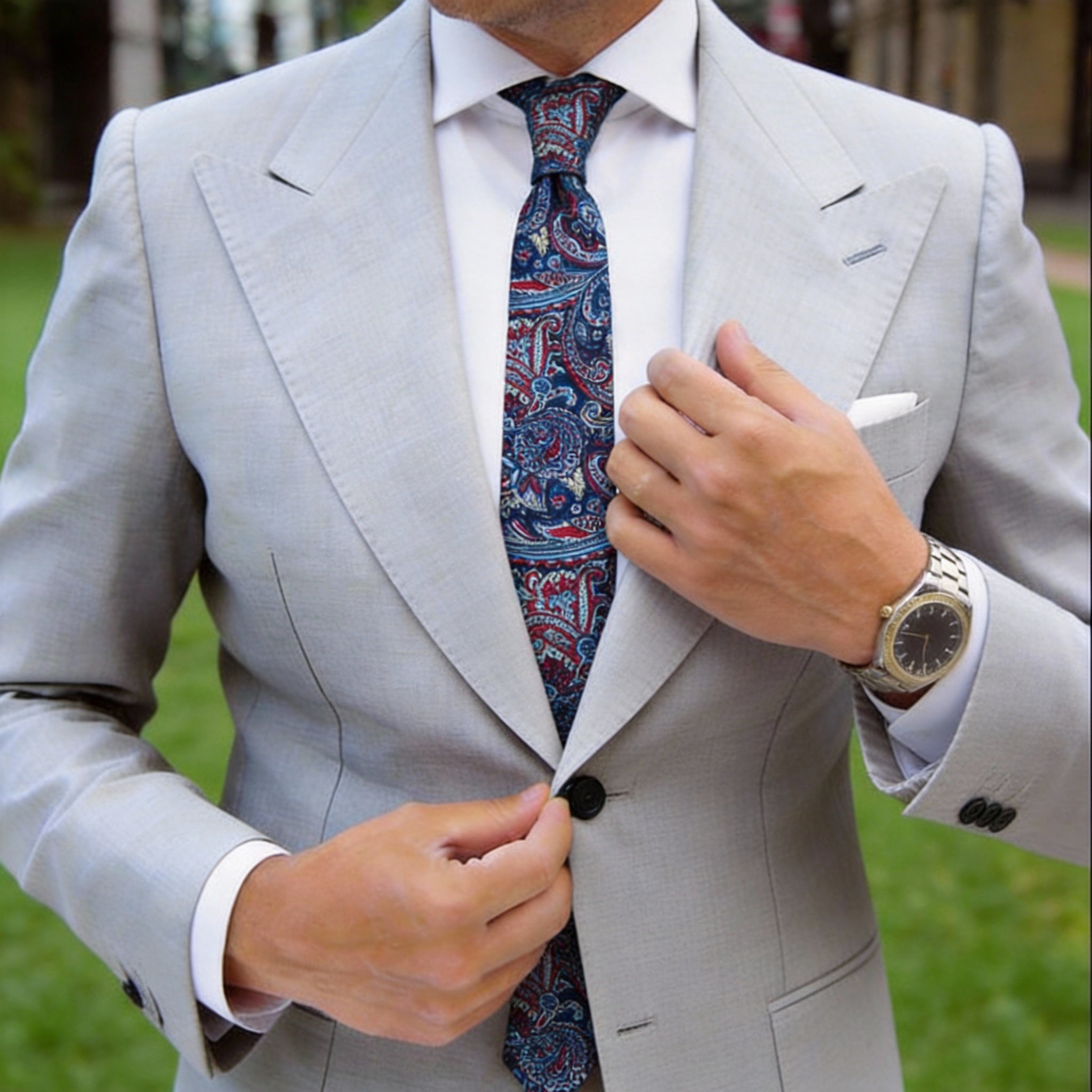 Navy Blue With Red And Blue Paisley Necktie