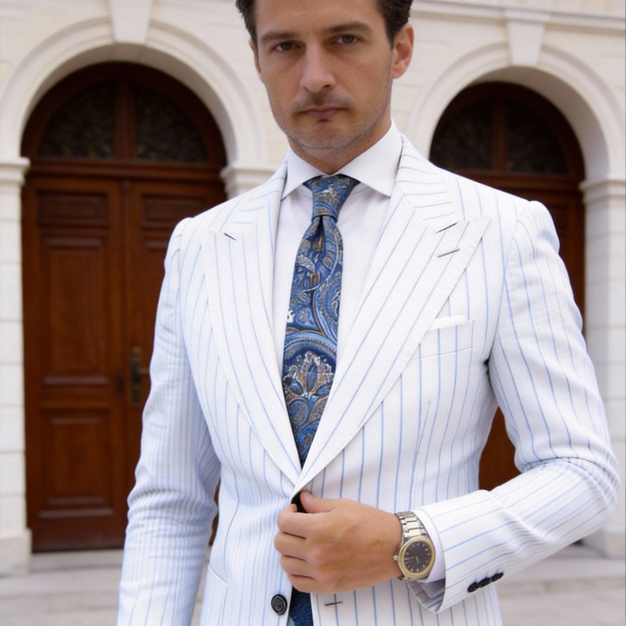 Blue With Light Blue Paisley Necktie