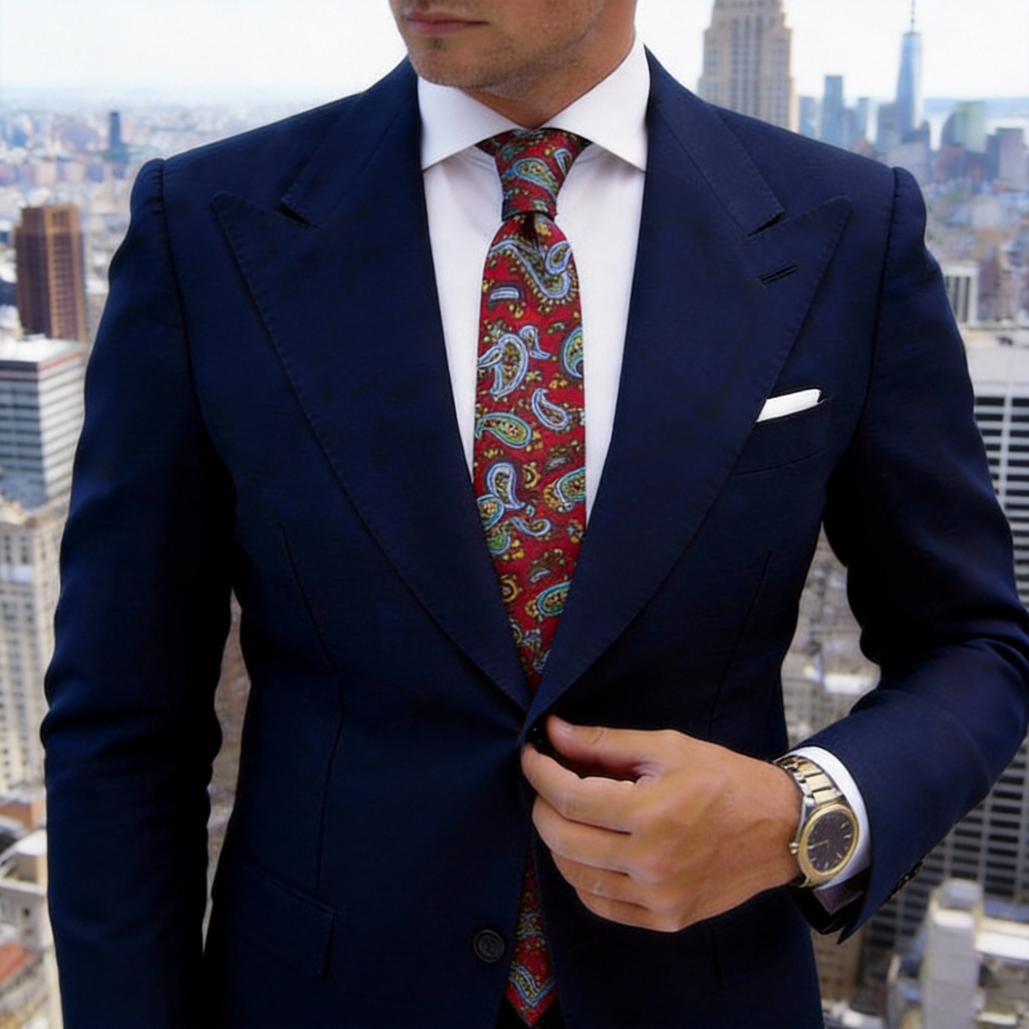 Red With Green Paisley Necktie