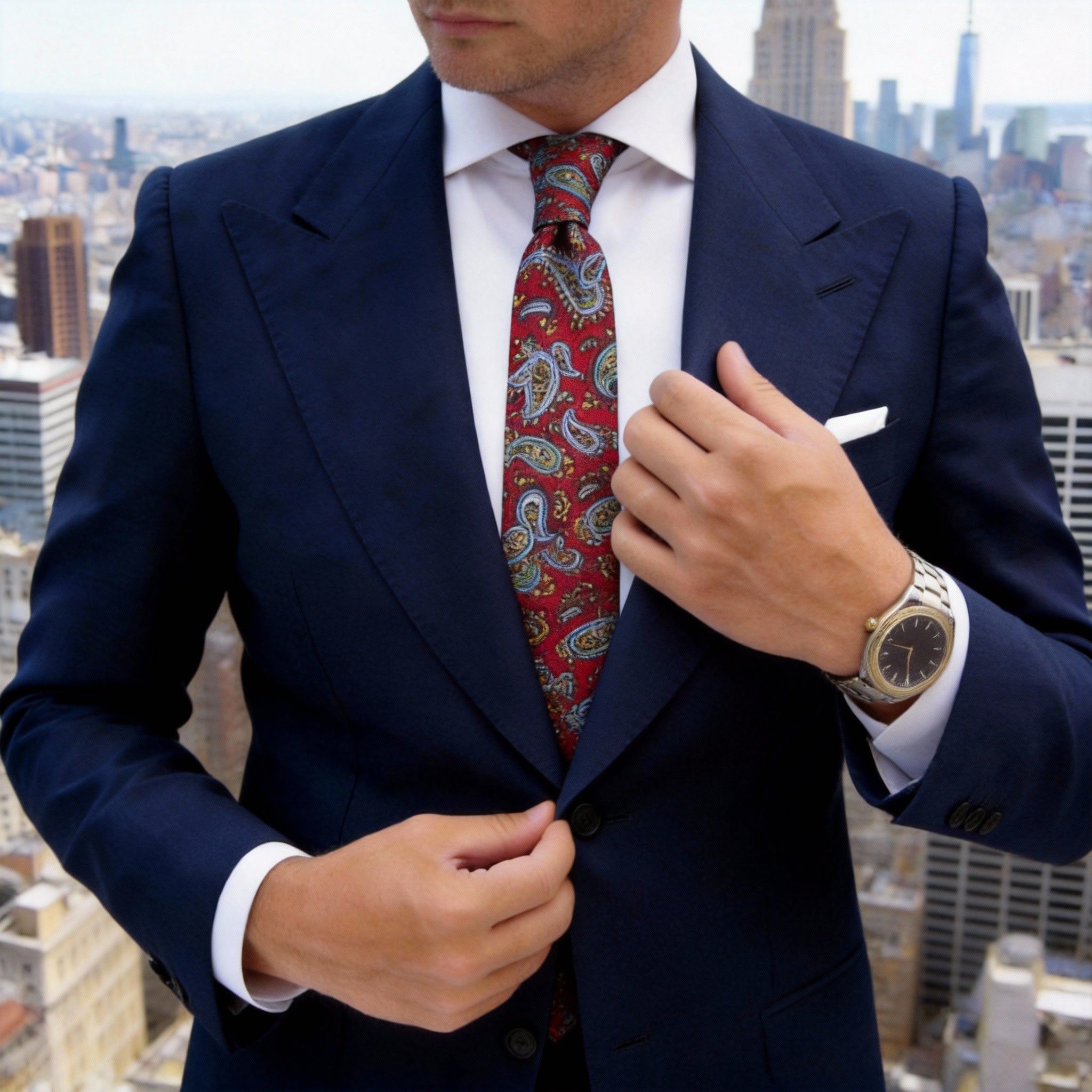 Red With Green Paisley Necktie