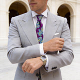 Purple With Blue Yellow Paisley Necktie