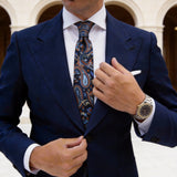 Black With Blue And Orange Paisley Necktie