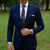 Dark Blue With Red Paisley Necktie