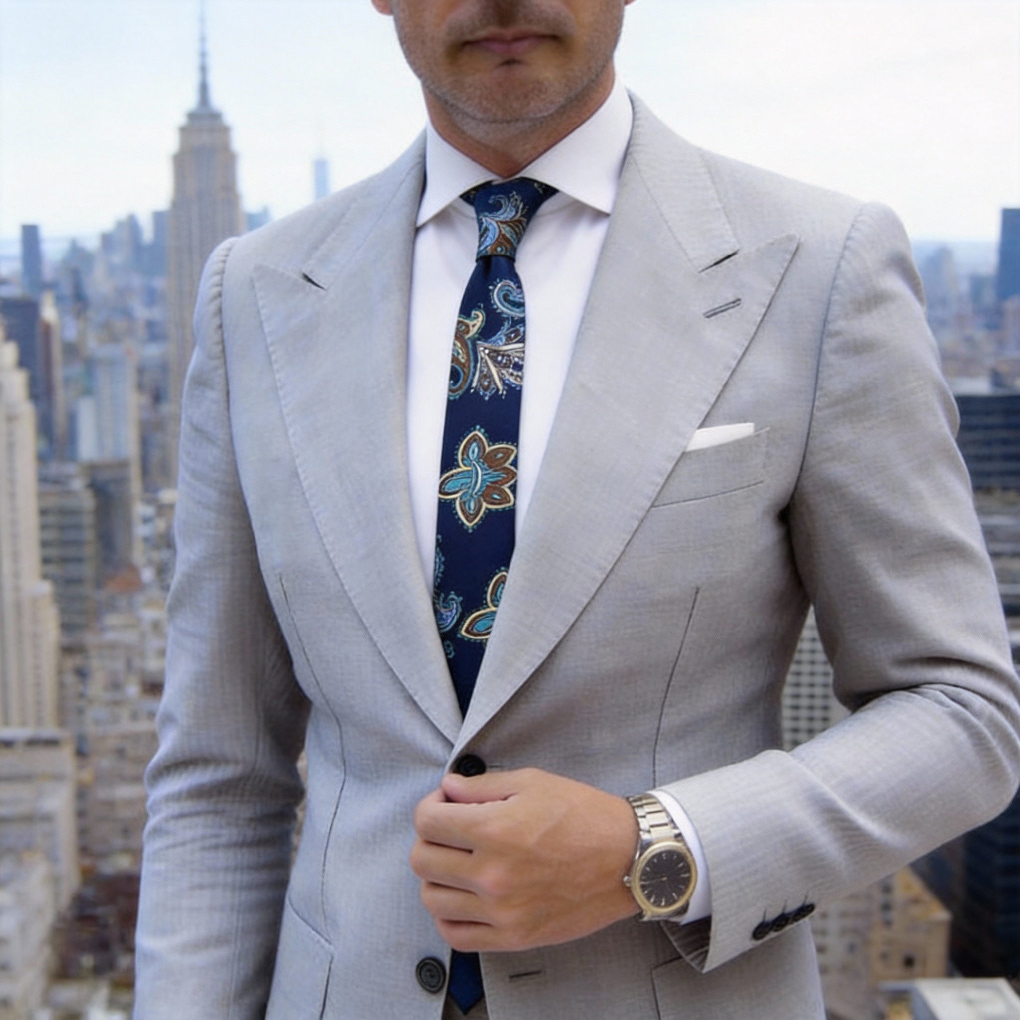 Blue With Multicolor Paisley Necktie