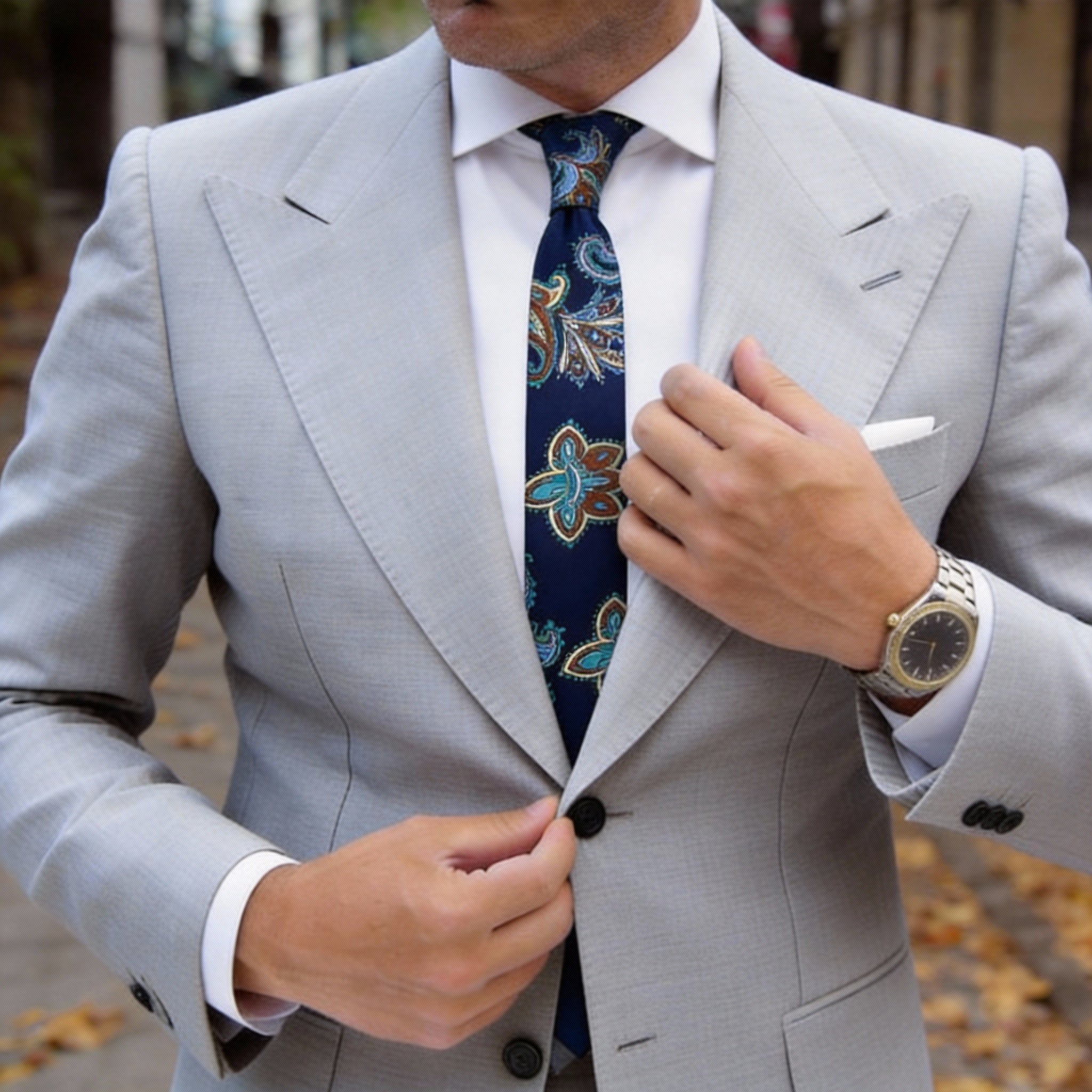 Blue With Multicolor Paisley Necktie