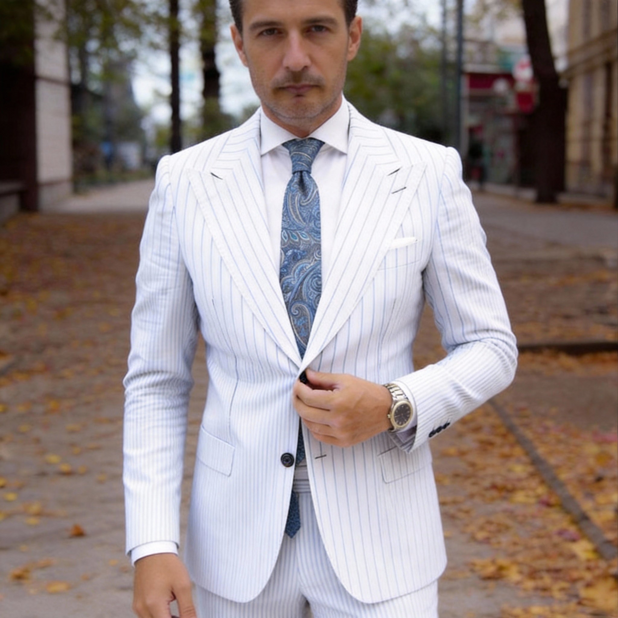 Dark Blue with Light Blue Paisley Necktie