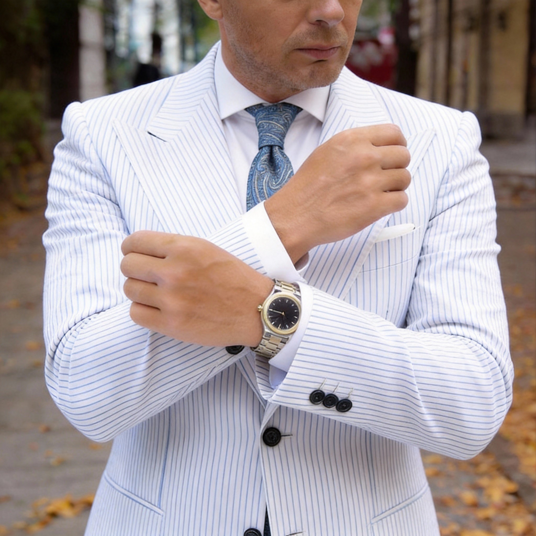 Dark Blue with Light Blue Paisley Necktie