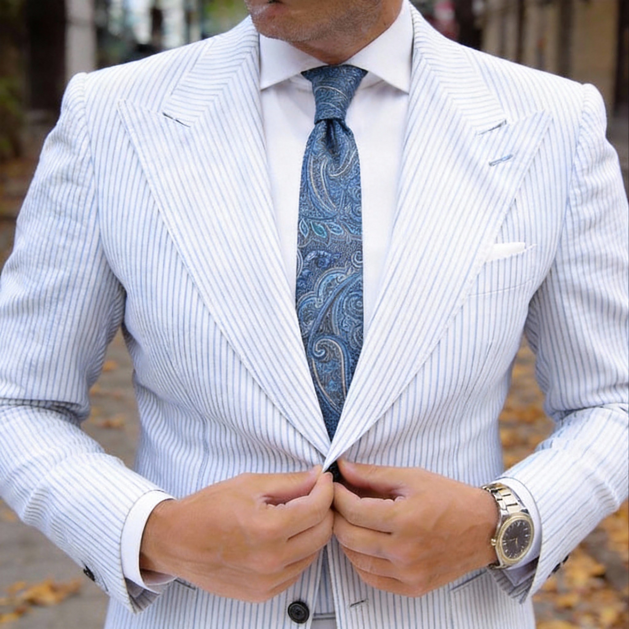 Dark Blue with Light Blue Paisley Necktie