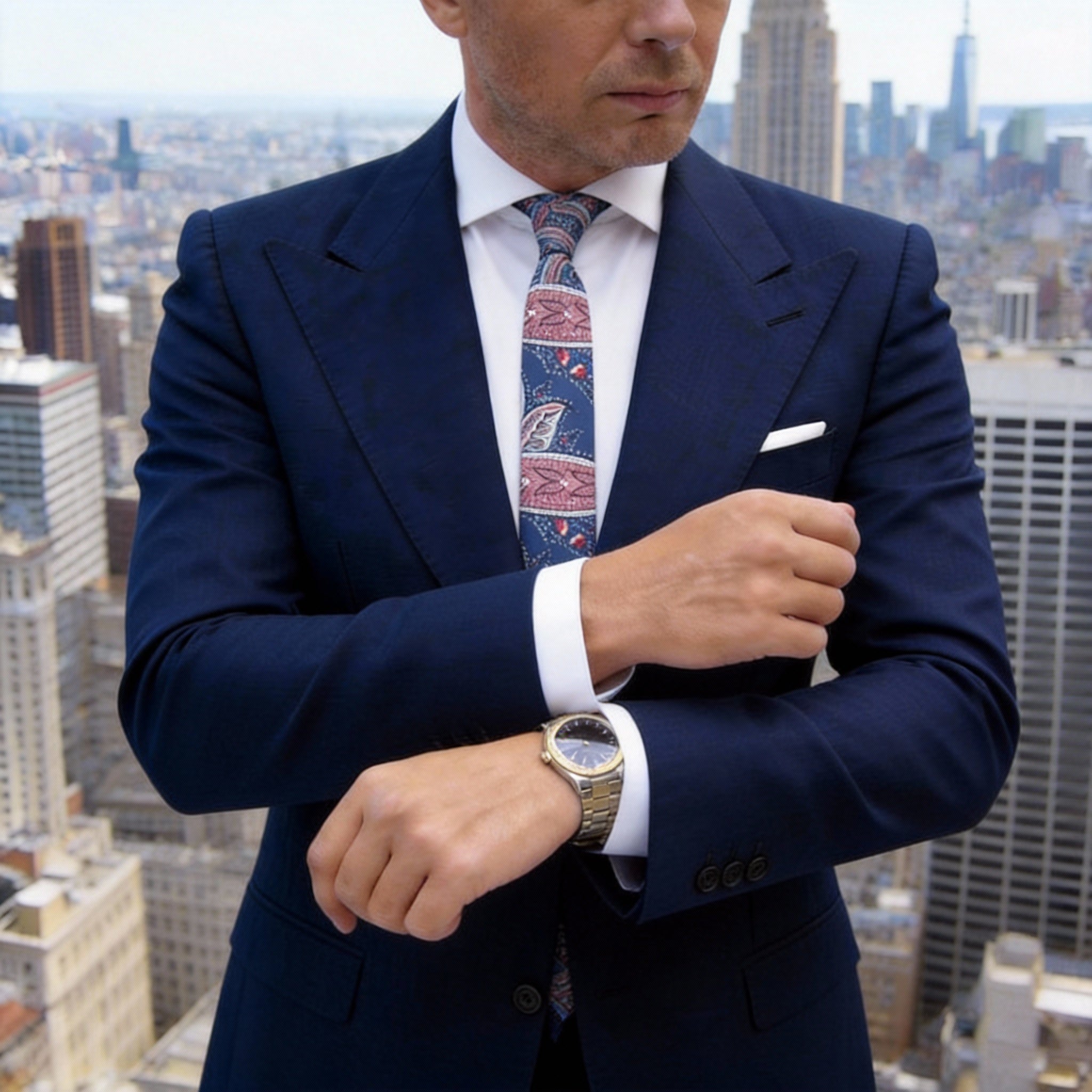 Blue With Pink Paisley Necktie