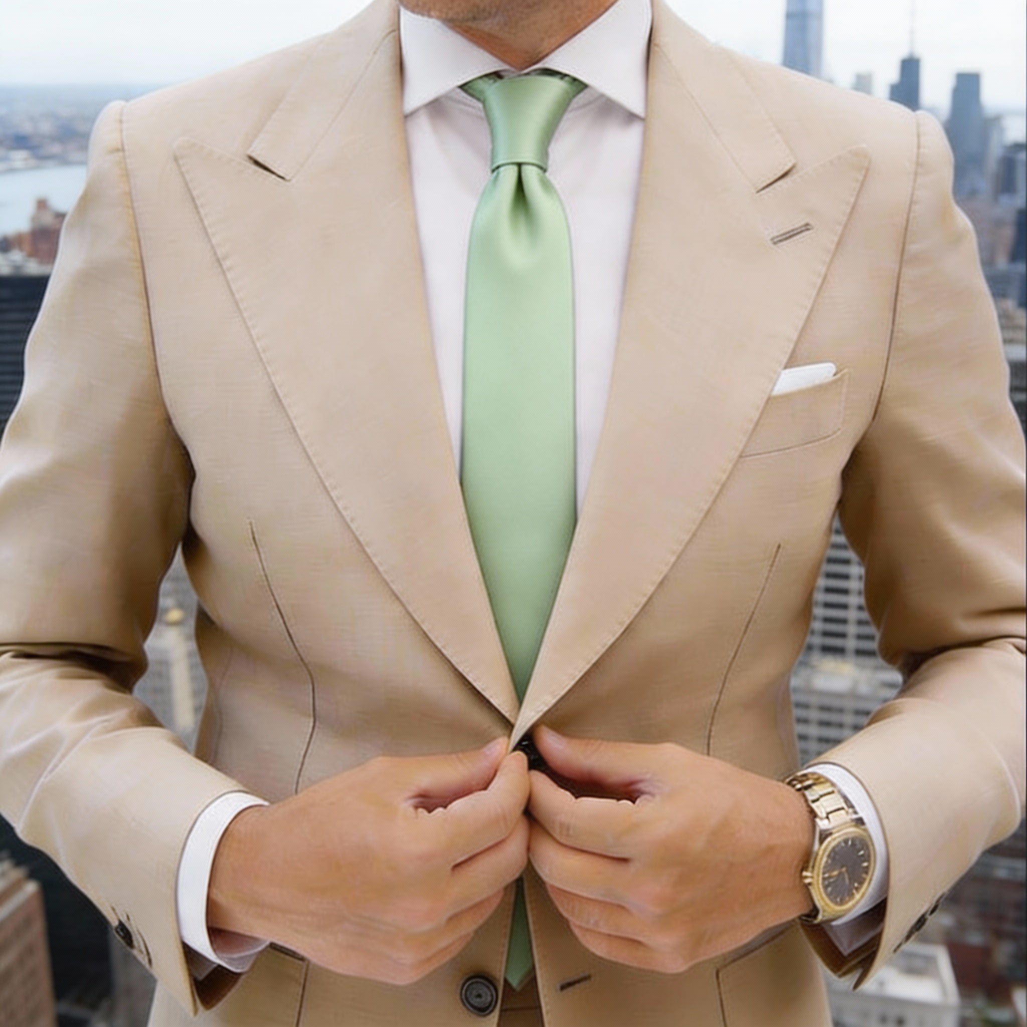 Green with White Stripes Necktie