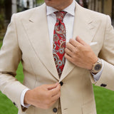 Red with Blue Paisley Floral Necktie