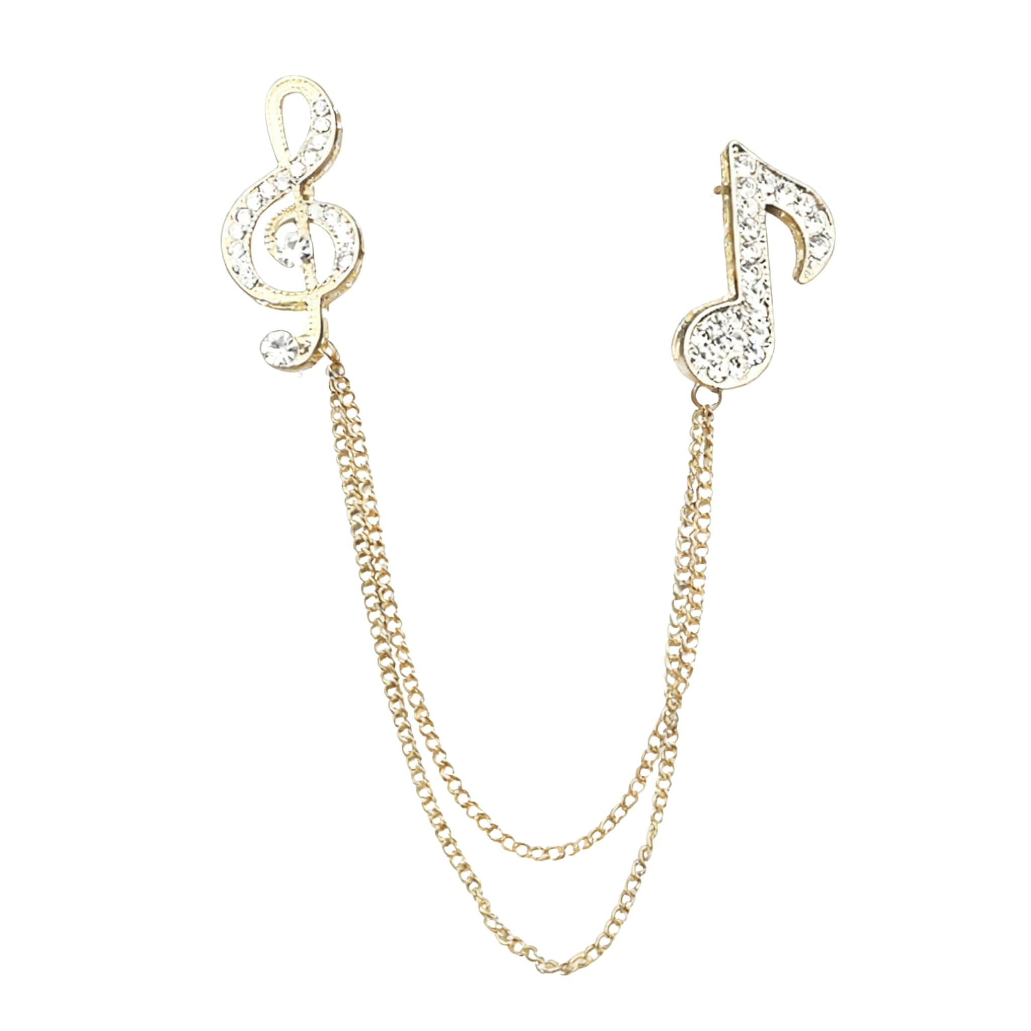 Gold White Musical Note Lapel Pin